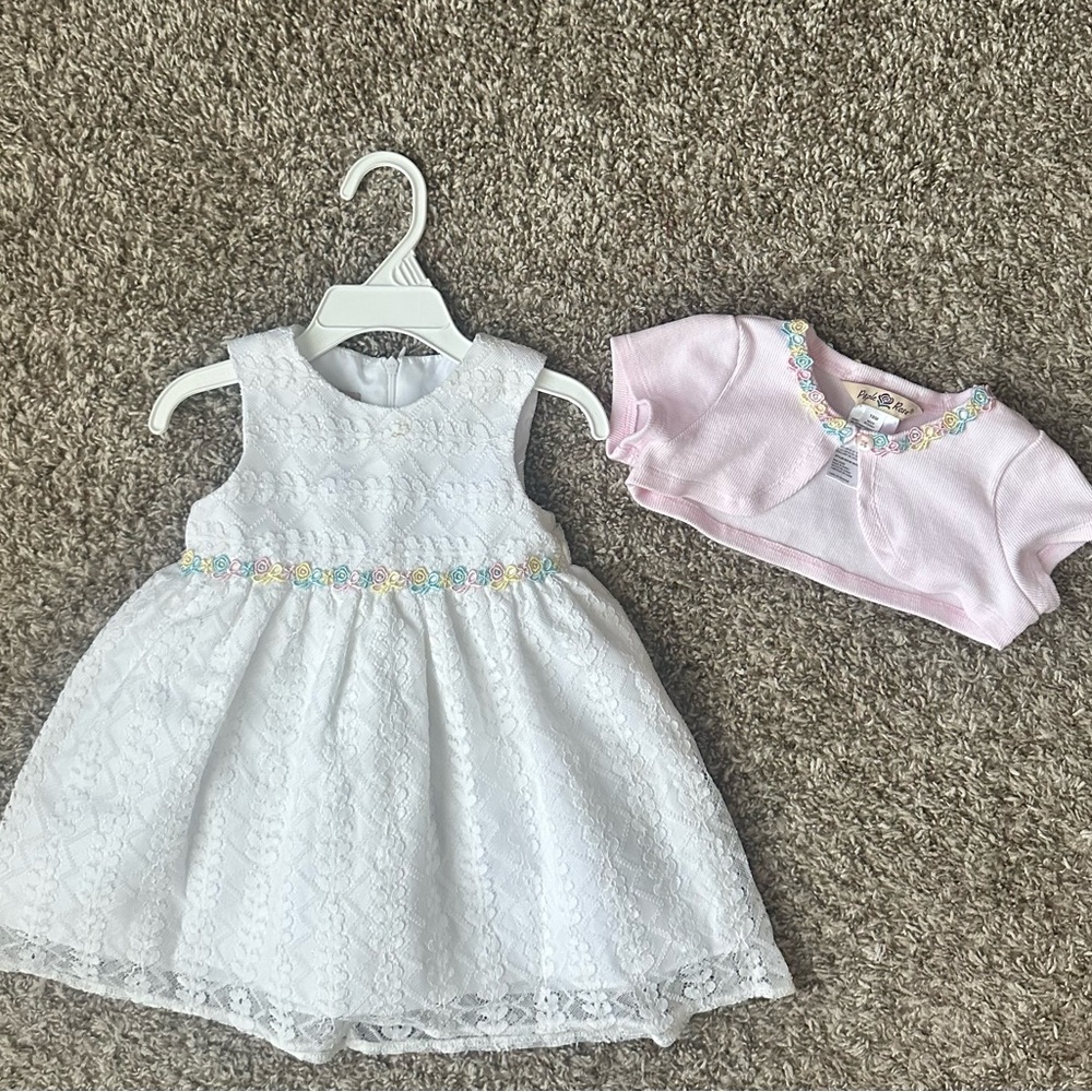 2 piece set toddler dress and matching cardigan. Purple rose brand . Size 24M